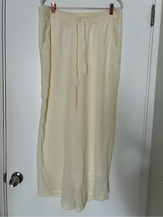 Monday Swimwear Pants - Monday Swimwear Ivory Tahiti Pants Wide Leg Cream Drawstring Beach Wear (XL)